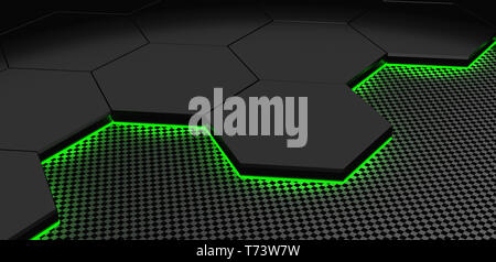 3d illustration d'arrière-plan et de l'aluminium moderne de miel Modèle en fibre de carbone Banque D'Images