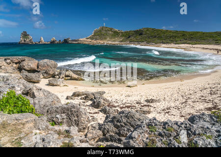 Strand und der Bucht Anse des châteaux auf der Halbinsel Pointe des Châteaux, la Guadeloupe, Frankreich | Beach et bay Anse des châteaux, la pointe des Banque D'Images