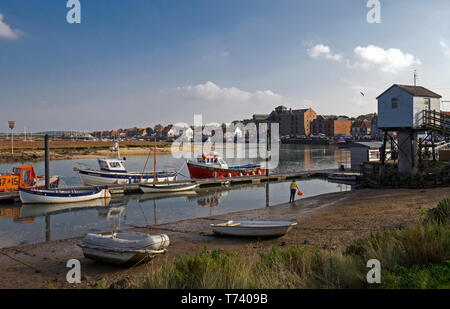 Le port de la ville de Wells-next-the-Sea dans North Norfolk, England, UK Banque D'Images