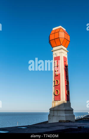 Cliftonville Lido panneau ; Margate, Kent, Angleterre Banque D'Images