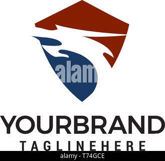 Tête de dragon shield concept design de logo template vector Illustration de Vecteur