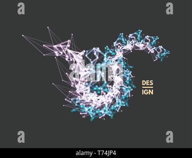 Structure de connexion 3d. Technologie futuriste style. Poly-faible pour l'élément de design. Vector illustration pour la science, la chimie ou l'éducation. Illustration de Vecteur