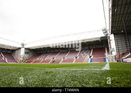 Edinburgh, Royaume-Uni. 04 mai, 2019. Edinburgh, Royaume-Uni. Le 04 mai 2019. Une vue générale du parc de Murrayfield, accueil de Cœur de Midlothian avant le match de première division Ladbrokes entre Cœurs et Kilmarnock au parc de Murrayfield sur 04 mai 2019 dans Edinbugh, UK. Usage éditorial uniquement, licence requise pour un usage commercial. Aucune utilisation de pari, de jeux ou d'un seul club/ligue/player publication. Credit : Scottish Borders Media/Alamy Live News Banque D'Images