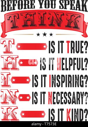 Avant de parler, pense bon pour imprimer Illustration de Vecteur