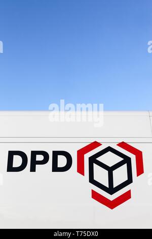 Aarhus, Danemark - 17 janvier 2016 : Logo de la DPD sur une camionnette. DPD est une société de livraison de colis international administré par GeoPost Banque D'Images