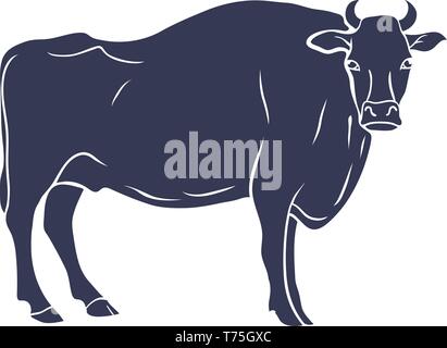 Hand Drawn Bull illustration isolé sur fond blanc. Vector Illustration de Vecteur
