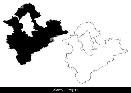 New Taipei City (divisions administratives de Taiwan, République de Chine, ROC, municipalités spéciales) map vector illustration gribouillage, croquis C Taipei Illustration de Vecteur