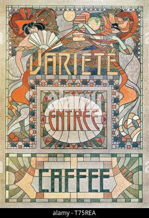 Vitraux, 3 modèles : Utilisation Commerciale - illustration vintage Art Nouveau par Vitraux modernes 1905 Banque D'Images