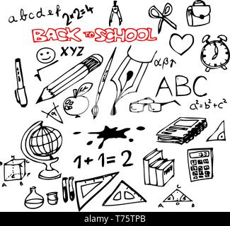 Retour à l'école - ensemble d'illustrations doodle école Illustration de Vecteur