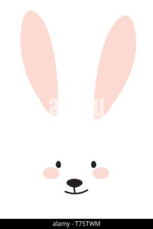 Lapin longues oreilles blanches et roses Illustration de Vecteur