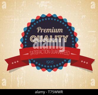 Ancien vintage retro ronde vector grunge - label de qualité premium Illustration de Vecteur