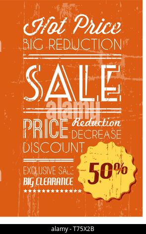 Grunge Vector Orange vente rétro arrière-plan avec place pour votre texte Illustration de Vecteur