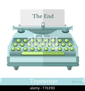 L'icône de télévision avec la fin de machine à écrire sur papier isolated on white Illustration de Vecteur