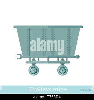 Chariot plat blanc sur la mine Illustration de Vecteur