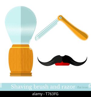 Rasoir barbier set moustache écouvillon Illustration de Vecteur