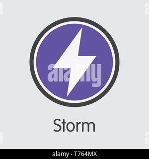 Tempête - Tempête. Le marché de l'emblème de l'argent ou de l'emblème du marché. Illustration de Vecteur