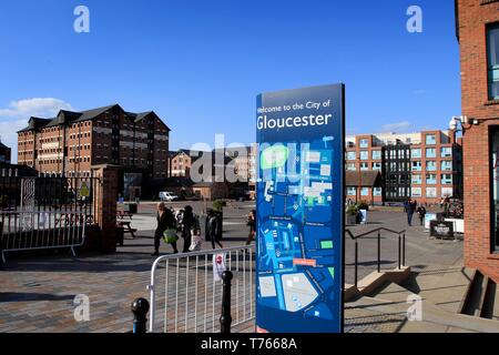 Vues des quais de Gloucester, Gloucestershire, Royaume-Uni. - 10 Avril 2019 Photo par Andrew Higgins - Mille mot Media. Pas de ventes, pas de syndication. Contact Banque D'Images