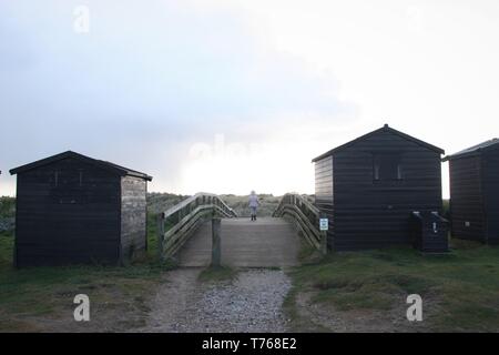Cabines de plage à walberswick Banque D'Images