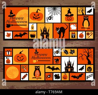 Halloween icons set. Éléments de conception de scénario pour une maison de vacances. Illustration de Vecteur