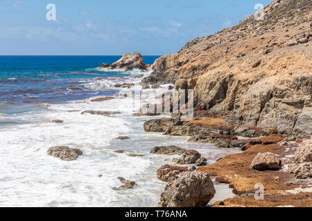 Côte sauvage Ligne à Grand Fond, St Barts Banque D'Images