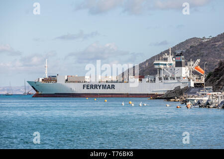 Grand cargo, Marin Luxmbourg à Gustavia, St Barts Banque D'Images