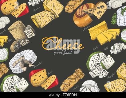 Vector background horizontale avec des couleurs de fromages au croquis style. Pour votre conception d'illustration vectorielle Illustration de Vecteur