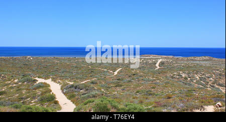 Vue depuis le phare de Quobba près de Carnavon en Australie de l'Ouest Banque D'Images