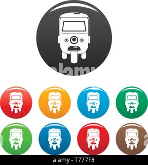 Rickshaw icons set 9 vecteur de couleur isolé sur blanc pour toute conception Illustration de Vecteur