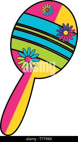Couleur traditionnelles isolées maraca mexicaine de droit Illustration de Vecteur
