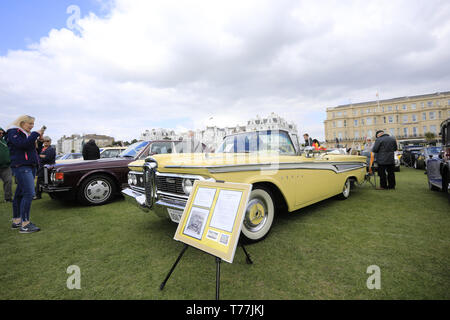 Eastbourne, Royaume-Uni. 5e mai 2019. Uk weather.amateurs de voitures affluent pour un ciel nuageux Eastbourne aujourd'hui. Avec plus de 900 véhicules attendus, le magnifique motors événement se déroule pendant 2 jours sur le week-end férié et est l'un des plus grands événements de ce type sur la côte sud. Credit:Ed Brown/Alamy Live News. Banque D'Images