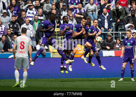 Bruxelles, Belgique. Le 05 mai, 2019. Bruxelles, Belgique - 05 mai : l'équipe au cours de la Jupiler Pro League play-off 1 match (jour 7) entre le RSC Anderlecht et le Standard de Liège le 05 mai 2019 à Bruxelles, Belgique. (Photo de Frank Abbeloos/Isosport) Credit : Pro Shots/Alamy Live News Banque D'Images
