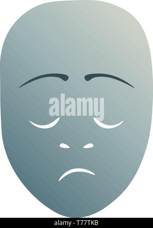 Masque de théâtre avec émotion morne. Vector illustration. Masque bleu avec gradient isolé sur fond blanc. Illustration de Vecteur