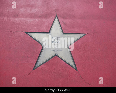 BERLIN, ALLEMAGNE - le 4 mai 2019 : Star de Klaus Kinski au Boulevard der Stars, Walk of Fame à Berlin, Allemagne Banque D'Images