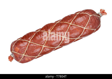 Saucisse fumée stick isolé sur fond blanc Banque D'Images