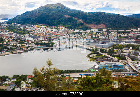 Vue de dessus de la ville de Bergen en Norvège. Banque D'Images