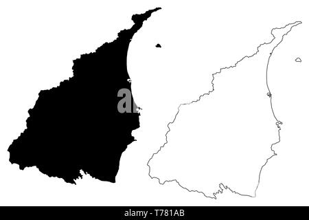 Yilan County (divisions administratives de Taiwan, République de Chine, ROC, comtés) map vector illustration, croquis gribouillis d'I-lan, Ilan site Illustration de Vecteur