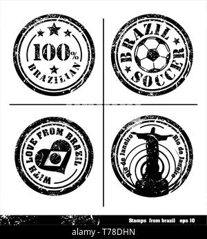 Timbres du Brésil Illustration de Vecteur