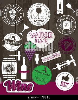Icônes du vin ensemble design. Stock Vector illustration. Illustration de Vecteur