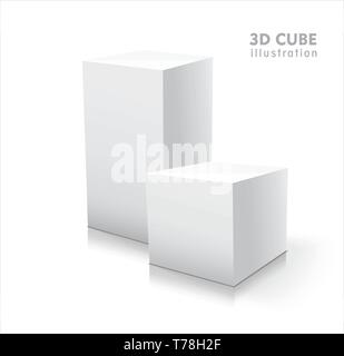 Deux cubes 3D isolé sur fond blanc. Vector illustration. Illustration de Vecteur