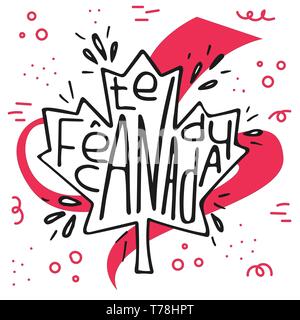 Devis lettrage dessiné à la main pour la fête du Canada. Fête du Canada. La conception de scénario. Illustration de Vecteur