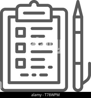 Tablette dossier avec les documents et l'icône de la ligne de stylo. Illustration de Vecteur