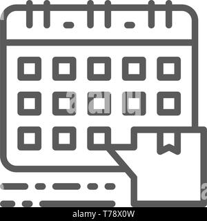 Moment de la livraison, d'expédition, l'icône de calendrier ligne de programme. Illustration de Vecteur