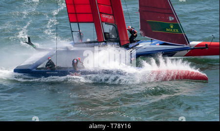 Grande Bretagne SailGP Team skippé par Dylan Fletcher en action au cours de la Journée de la course 1, cas 2, la saison 1 de l'SailGP cas à San Francisco, Californie, États-Unis. Banque D'Images