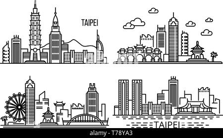 Bannière de Taipei. Contours ensemble de vecteur de Taipei pour bannière web design Illustration de Vecteur