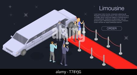 Concept de limousine personnelle, bannière style isométrique Illustration de Vecteur