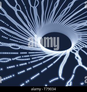 Vortex de l'espace. Trou noir fabriqué à partir de la projection de particules. Résumé fond. Illustration 3D de vecteur. Illustration de Vecteur