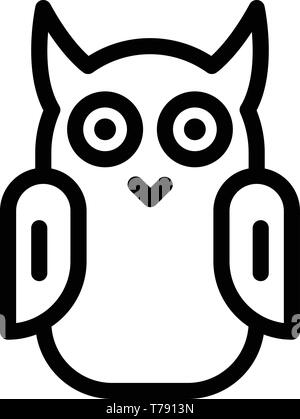 Hibou moyen long style du contour, icône Illustration de Vecteur