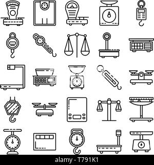 Balances icons set style du contour, Illustration de Vecteur