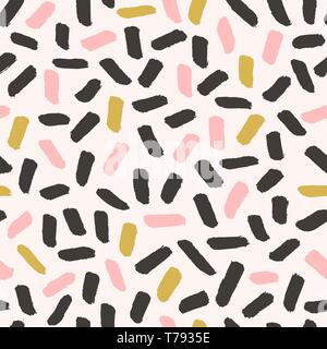 Hand drawn abstract pattern en rose, vert, brun foncé et crème. Mignon et ludique, textile, papier peint carte de vœux, de packaging. Illustration de Vecteur