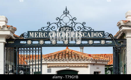 Porte du marché de poissons à Mahon, Minorque, Iles Baléares, Espagne Banque D'Images